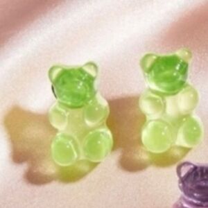 Teddy Bear Gummy Earrings Cute Earrings for all ages New in * Lime Green